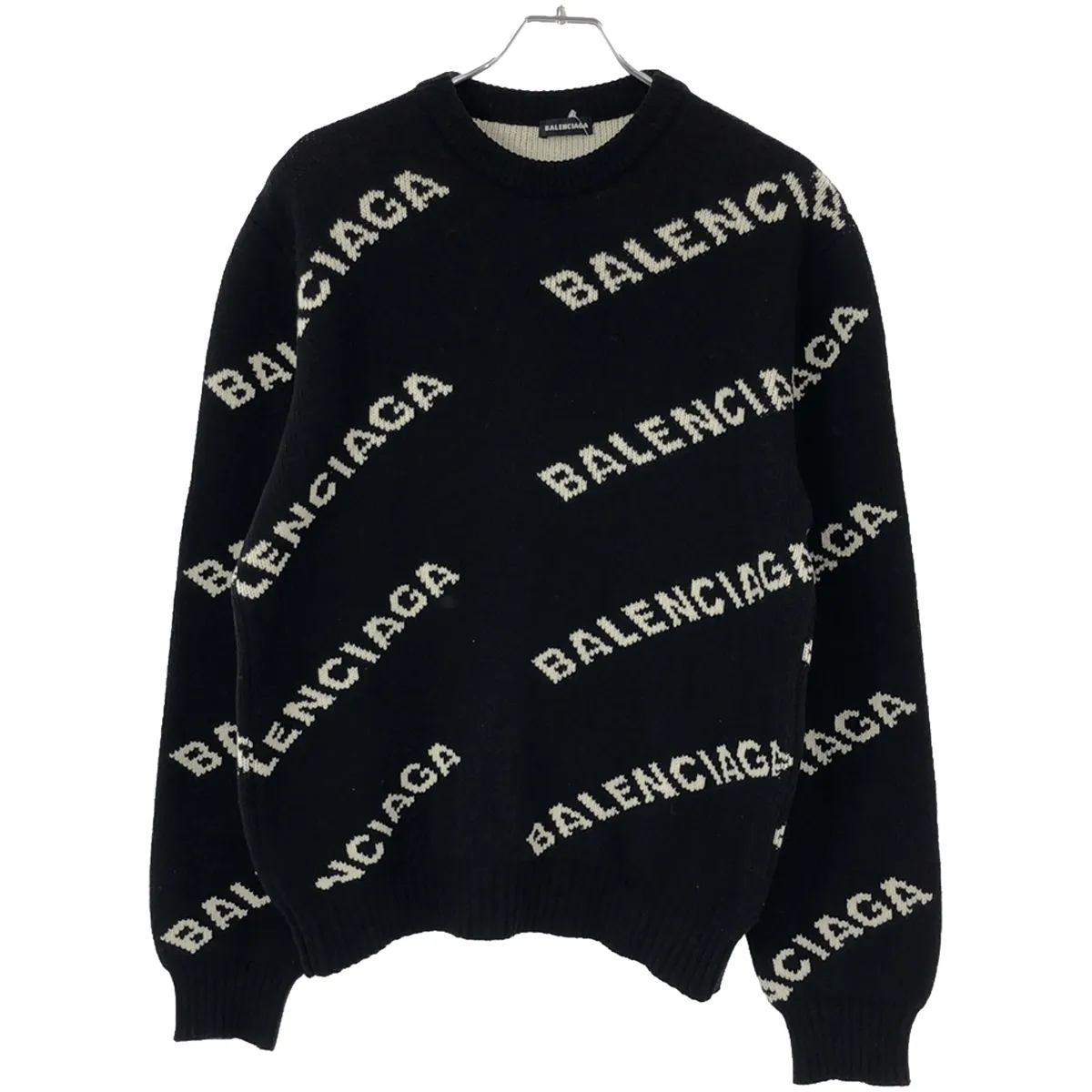 BALENCIAGA バレンシアガ 18AW オールオーバーロゴクルーネックニットセーター