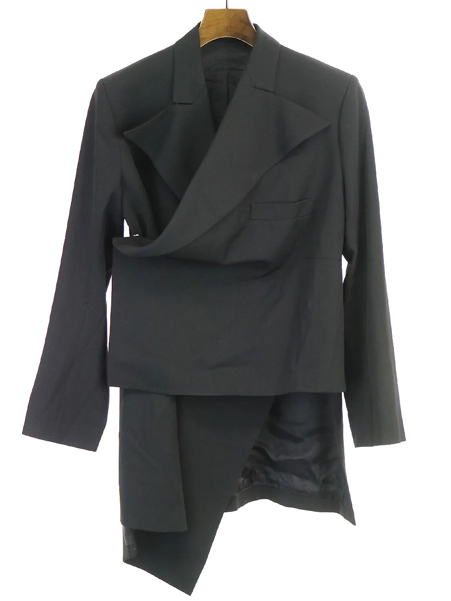 Yohji Yamamoto ヨウジヤマモト ファム 02SS ウールギャバジンアシンメトリージャケット