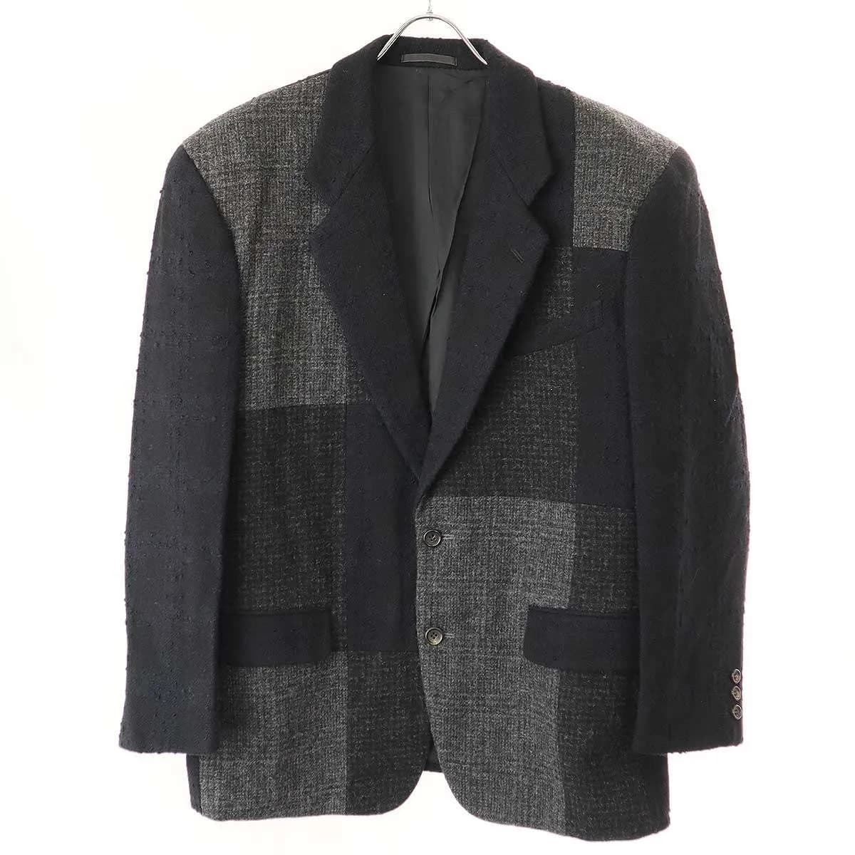 COMME des GARCONS コム デギャルソンオムプリュス 1988AW ウールパッチワークチェックテーラードジャケット