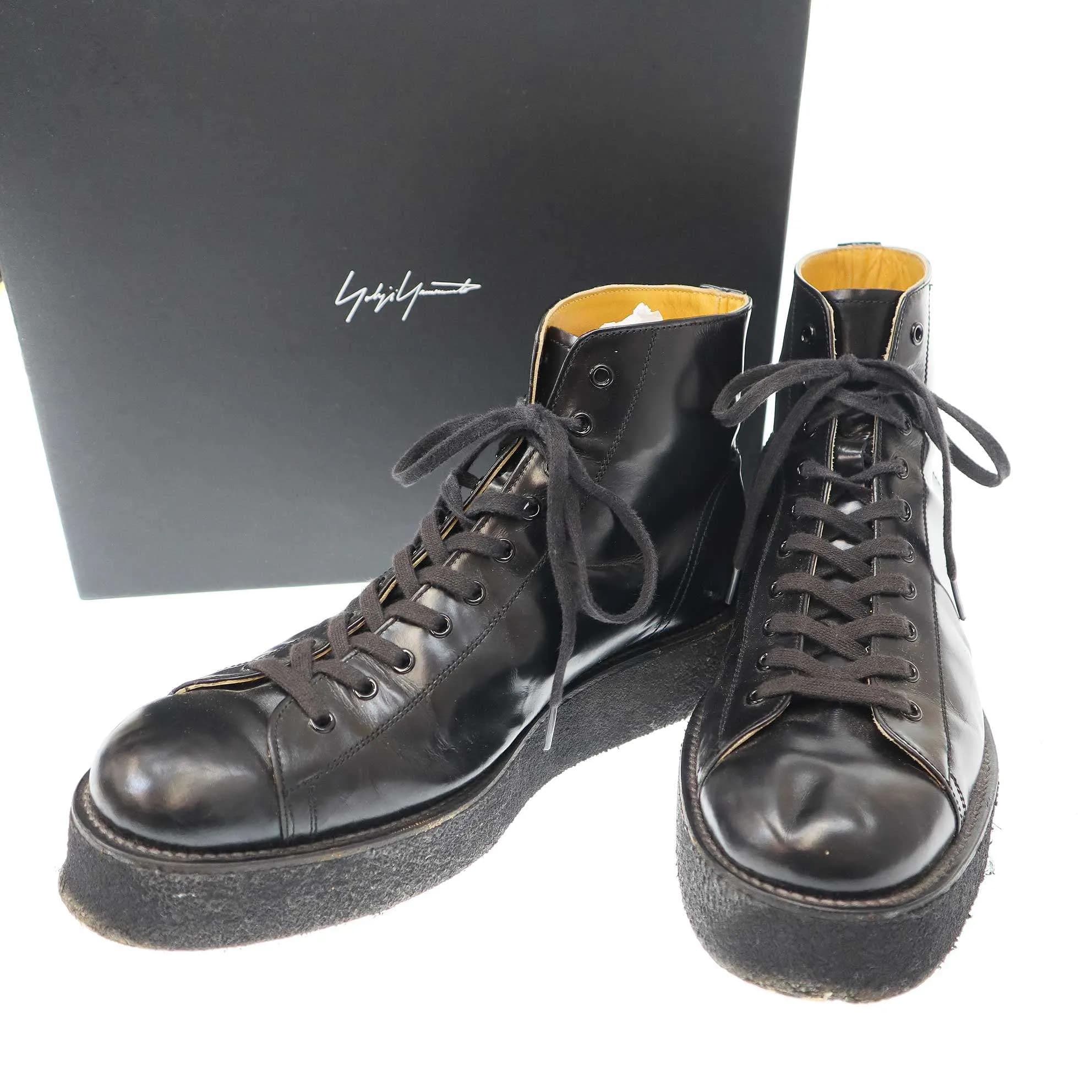 Yohji Yamamoto レギュレーション ヨウジヤマモト メン 16AW GLASS LEATHER DEMI BOOT グラスレザーデミブーツ HR-E53-764-1