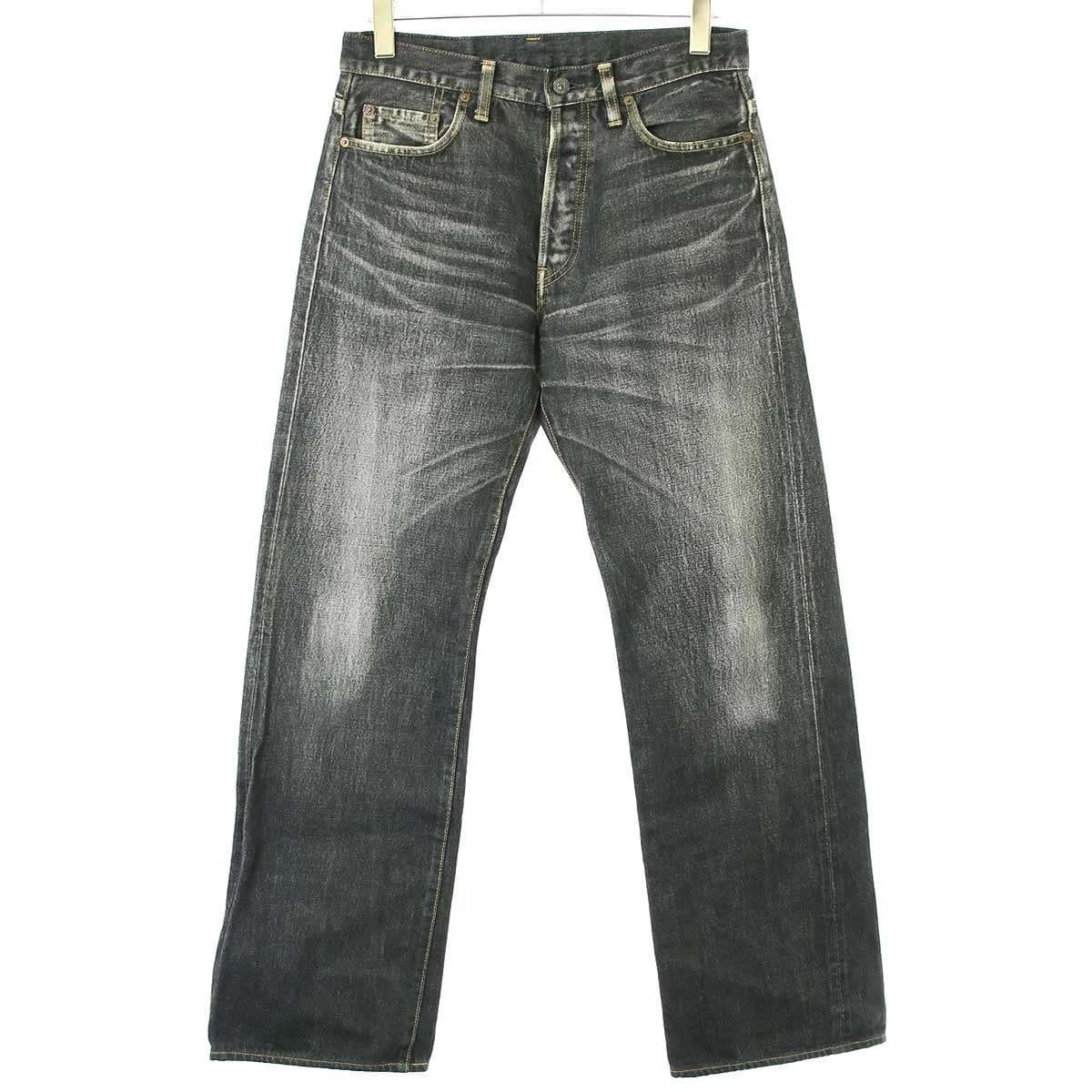 Yohji Yamamoto ヨウジヤマモト プールオム×スポテッドホース 2002SS ウォッシュ加工ストレートデニムパンツ HE-P60-519
