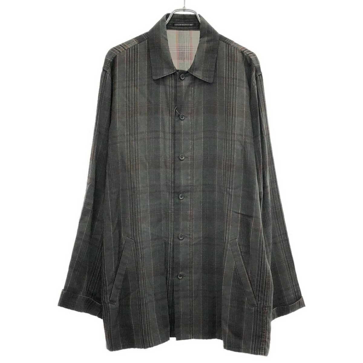 Yohji Yamamoto ヨウジヤマモト プールオム 2000SS チェックレーヨンロングシャツコート