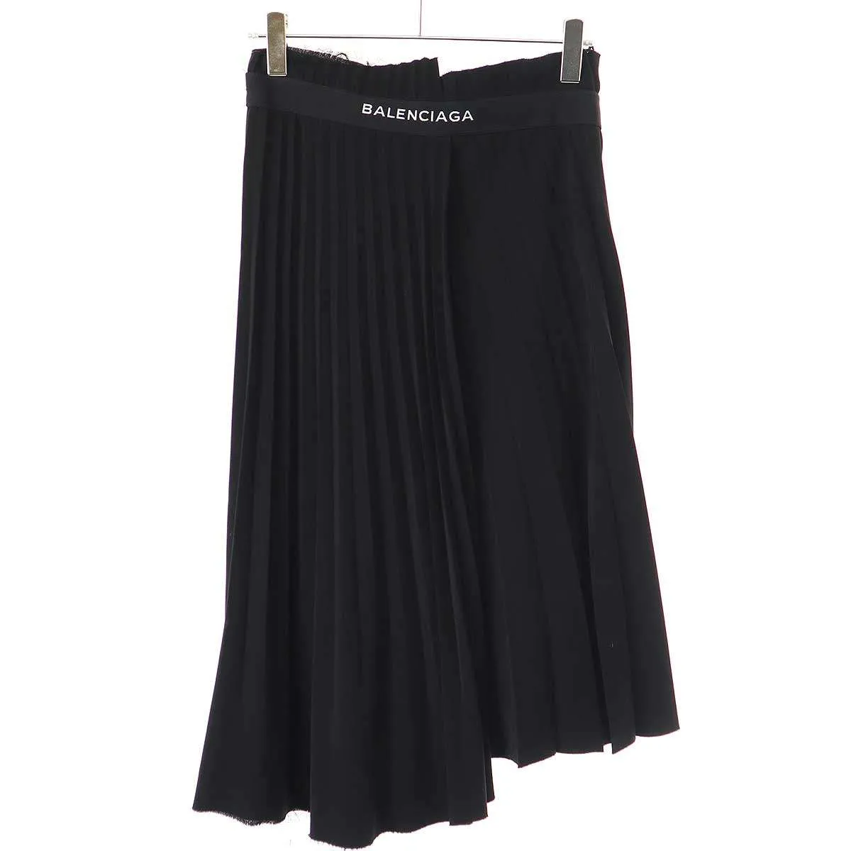 BALENCIAGA バレンシアガ ロゴテープアシンメトリーファンシープリーツスカート