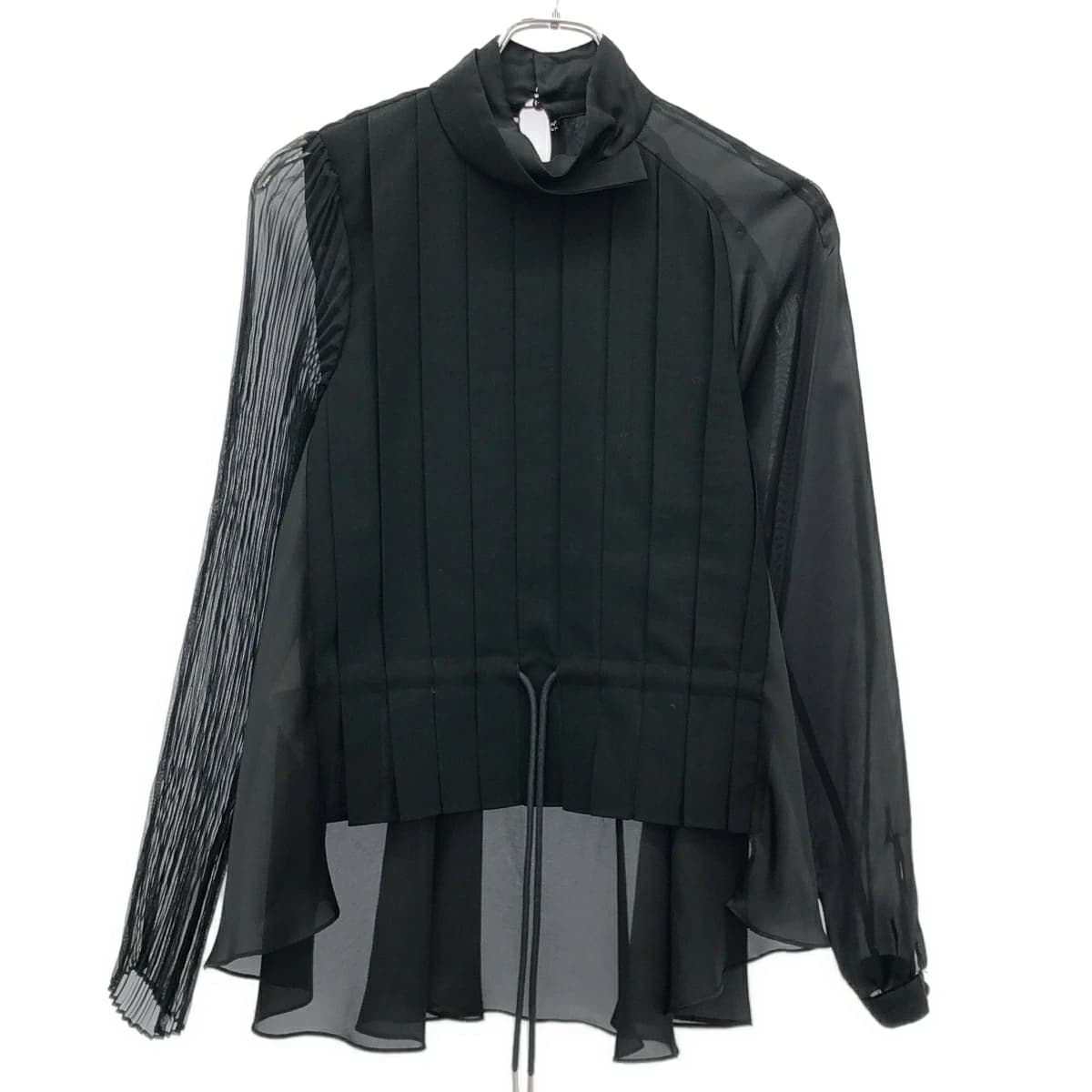 sacai サカイ 21AW Suiting Satin shirt ミックスファブリックプリーツシャツ 21-05823