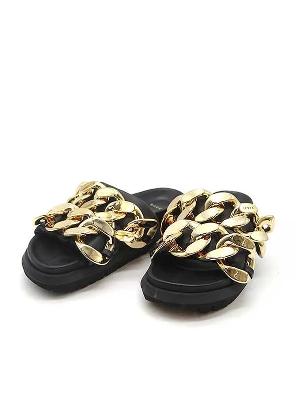 sacai サカイ 22SS Cuban Chain Slides チェーンレザーサンダル