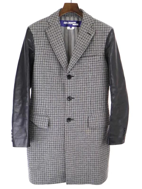 JUNYA WATANABE ジュンヤワタナベ コムデギャルソン マン 15AW ウールツイードレザースリーブコート