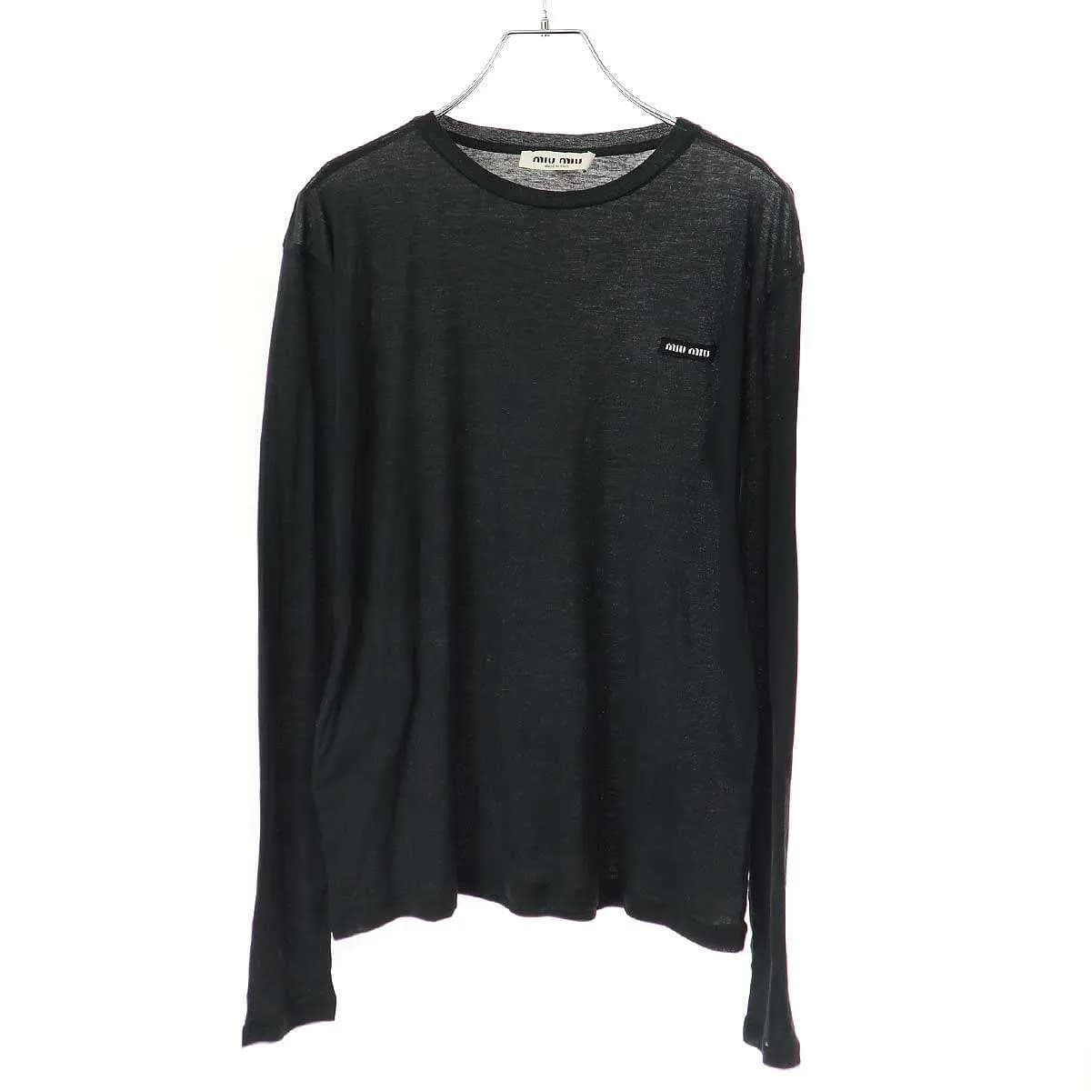 miu miu ミュウミュウ 23SS ロゴパッチロングスリーブシアーTシャツ