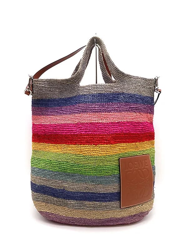 LOEWE ロエベ 3WAYレインボースリットラフィアトートバッグ