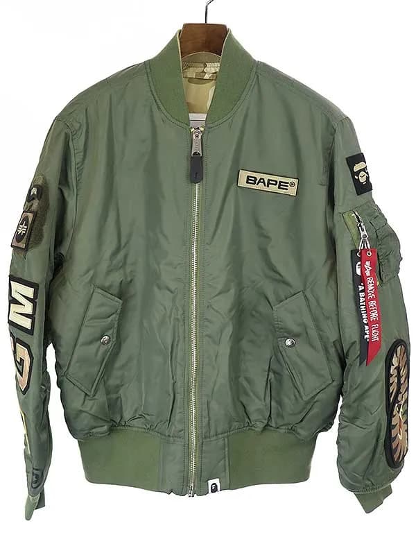 A BATHING APE ア ベイシング エイプ アルファ MA-1 バックシャークボンバージャケット