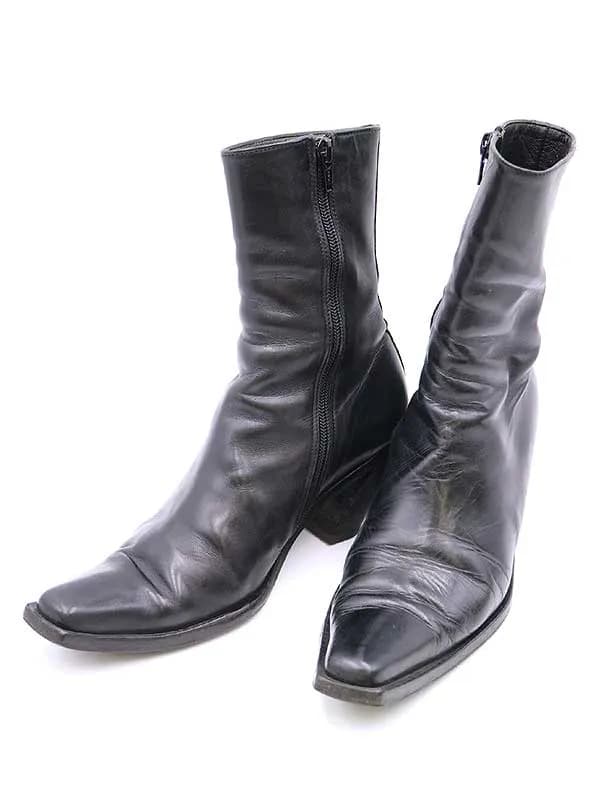 ANN DEMEULEMEESTER アンドゥムルメステール サイドジップレザーヒールブーツ