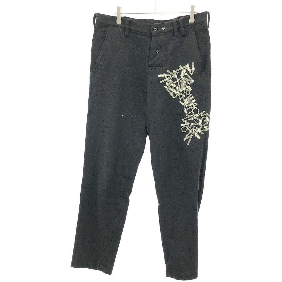 Yohji Yamamoto ヨウジヤマモト プールオム 15AW テープロゴ縮絨ウールトラウザーズパンツ HY-P27-131