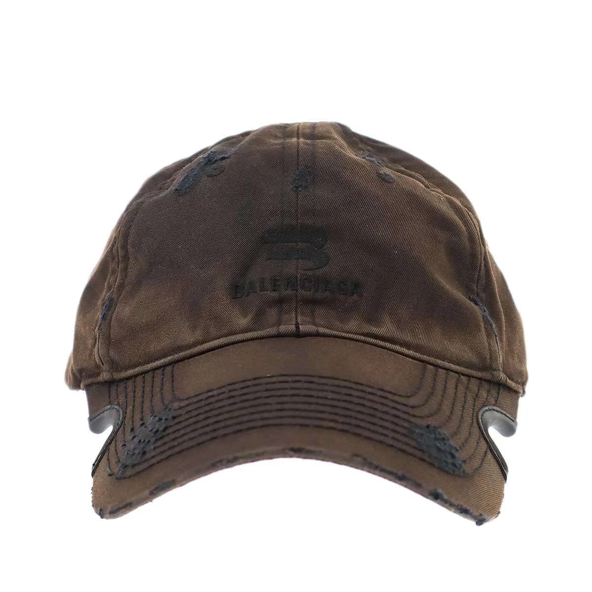 BALENCIAGA バレンシアガ Sporty B Sunfaded Cap デストロイキャップ 697754 414B4 ブラウン系 L(59cm)