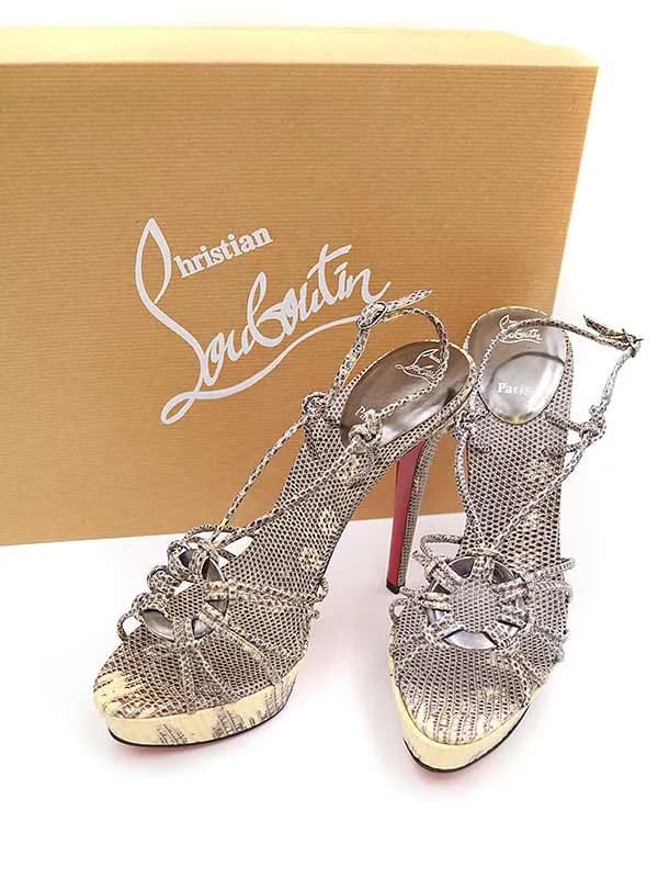 Christian Louboutin クリスチャンルブタン リザードピンヒールサンダル