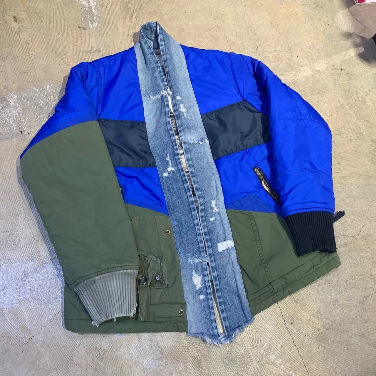 Greg Lauren GREG LAUREN 19AW 50/50 BLUE NYLON ARMY PUFFY KIMONO