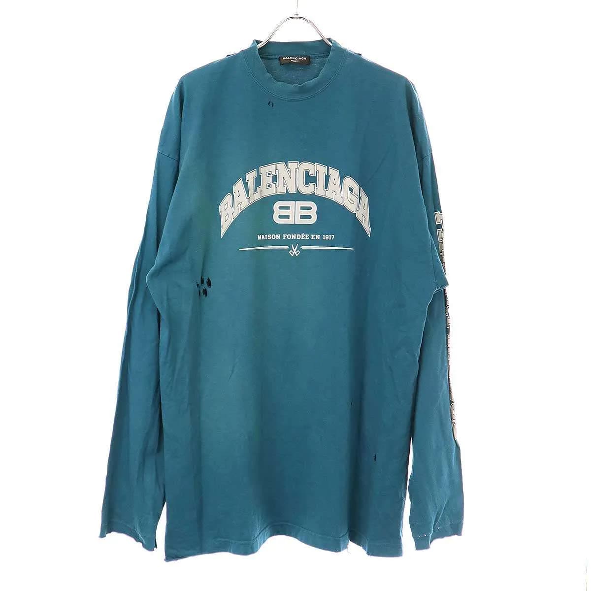 BALENCIAGA バレンシアガ 22SS ヴィンテージクラッシュ加工 ロングスリーブカットソー