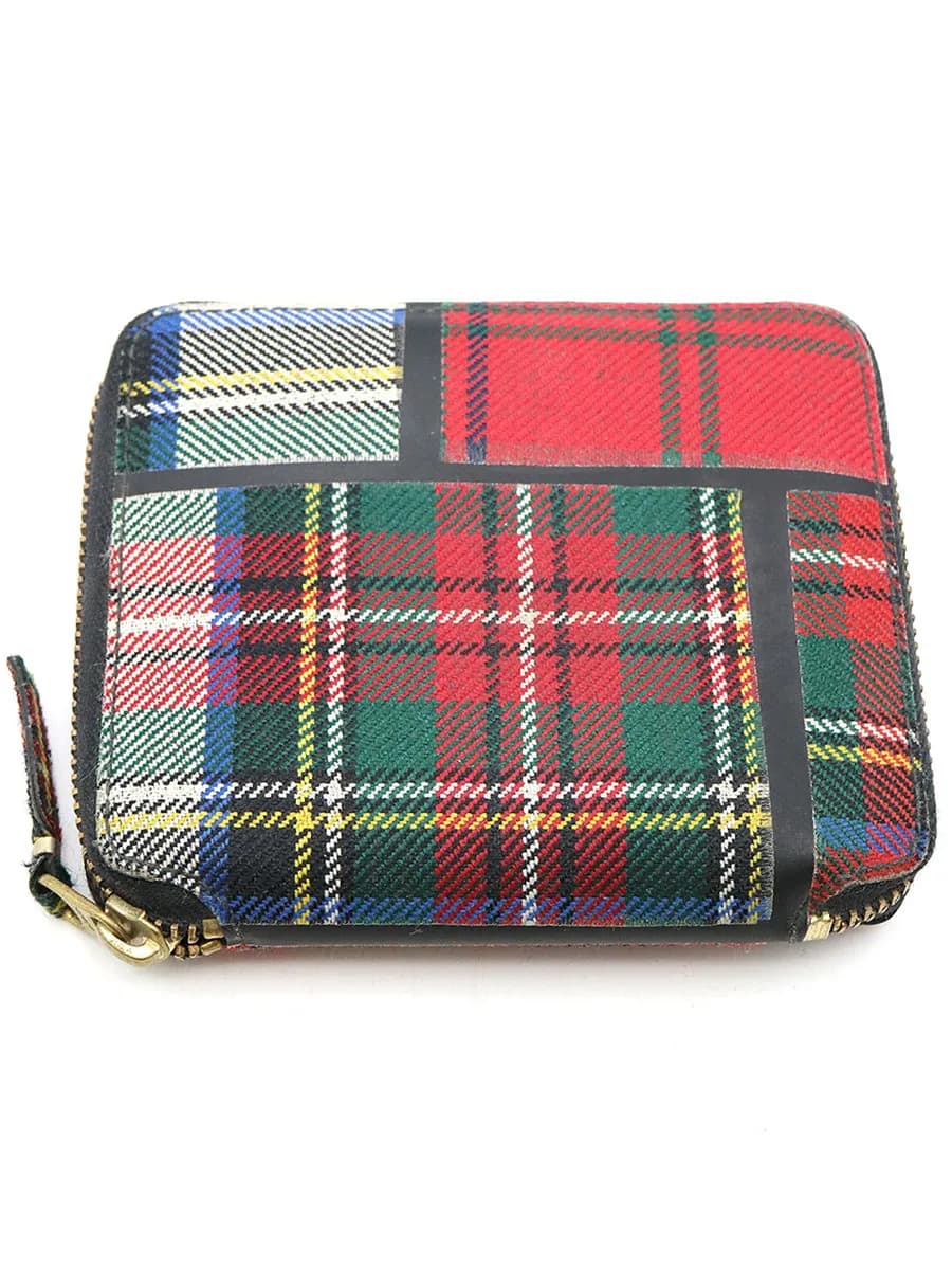 COMME des GARCONS コムデギャルソン SA2100TP TARTAN PATCHWORK ラウンドファスナータータンチェックパッチワークウォレット