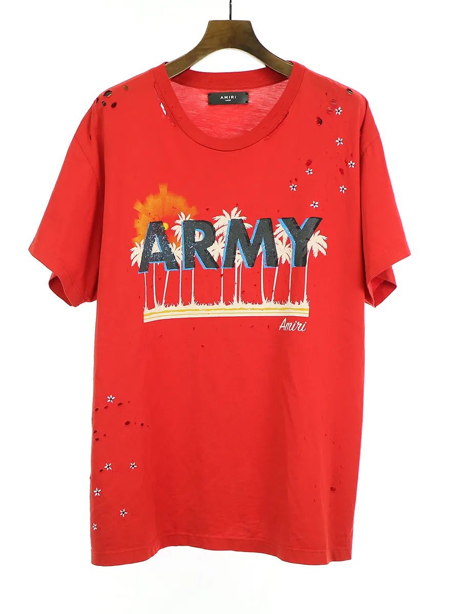 AMIRI アミリ 18SS Vintage Army Distressed Cotton T-Shirt ヴィンテージクラッシュアーミーTシャツ