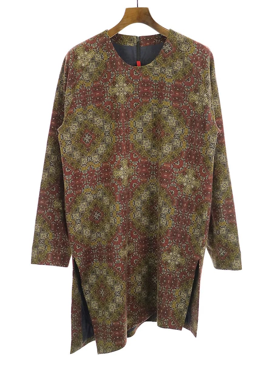 YANTOR ヤントル 16AW アラベスク柄サイドスリットアシンメトリープルオーバー