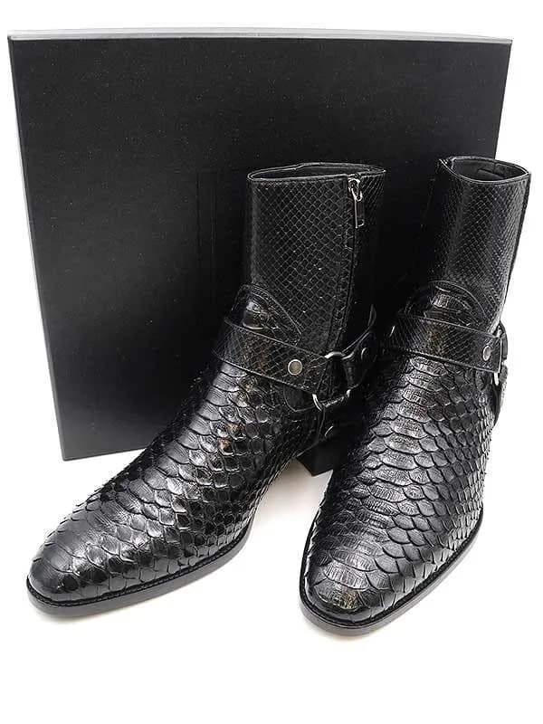 SAINT LAURENT サンローラン パリ 20AW パイソンワイアットハーネスリングブーツ