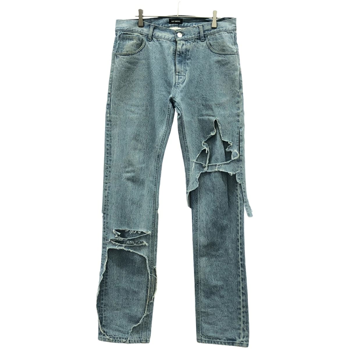 RAF SIMONS ラフシモンズ 20SS SLIM FIT Destroyed Denim PANTS スリムフィットレイヤードデストロイデニムパンツ 201-311A