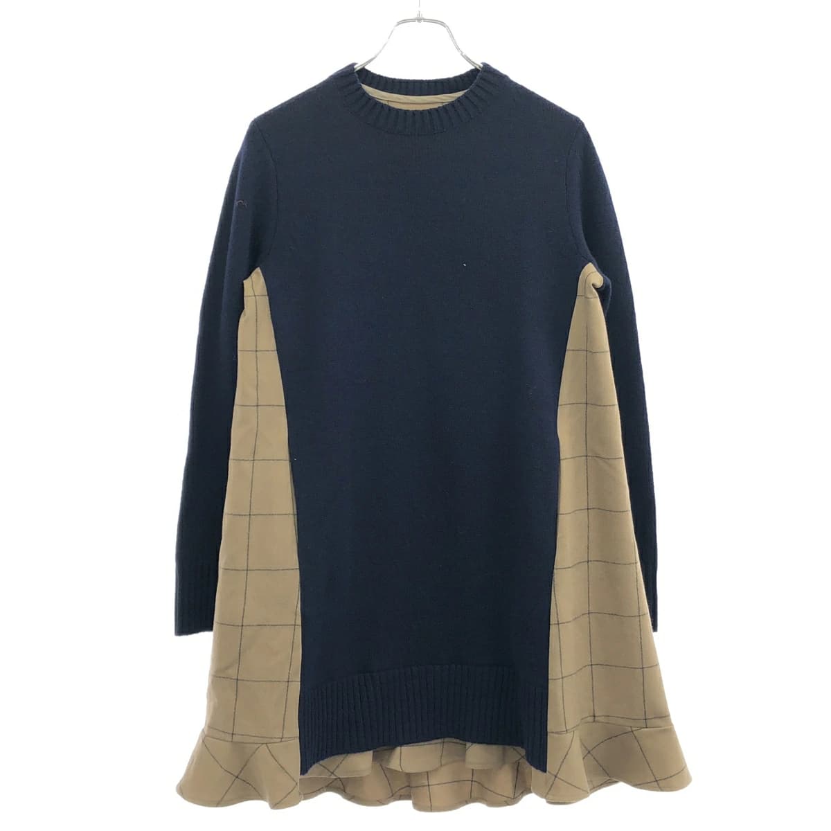 sacai サカイ 24AW Windowpane Knit Dress ニットワンピース 24-07576