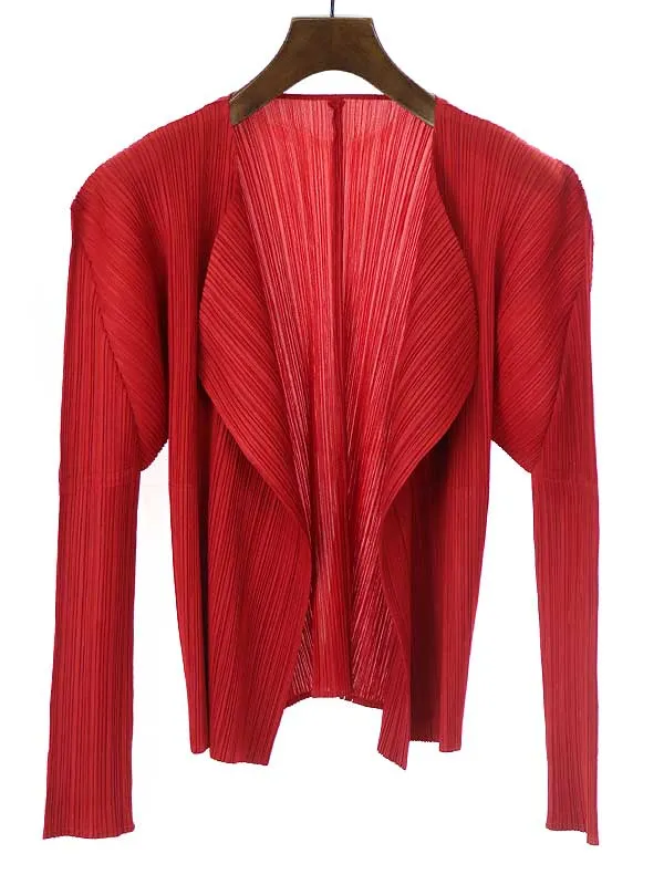 ISSEY MIYAKE プリーツプリーズ イッセイミヤケ ノーカラーフロントオープンプリーツカーディガン