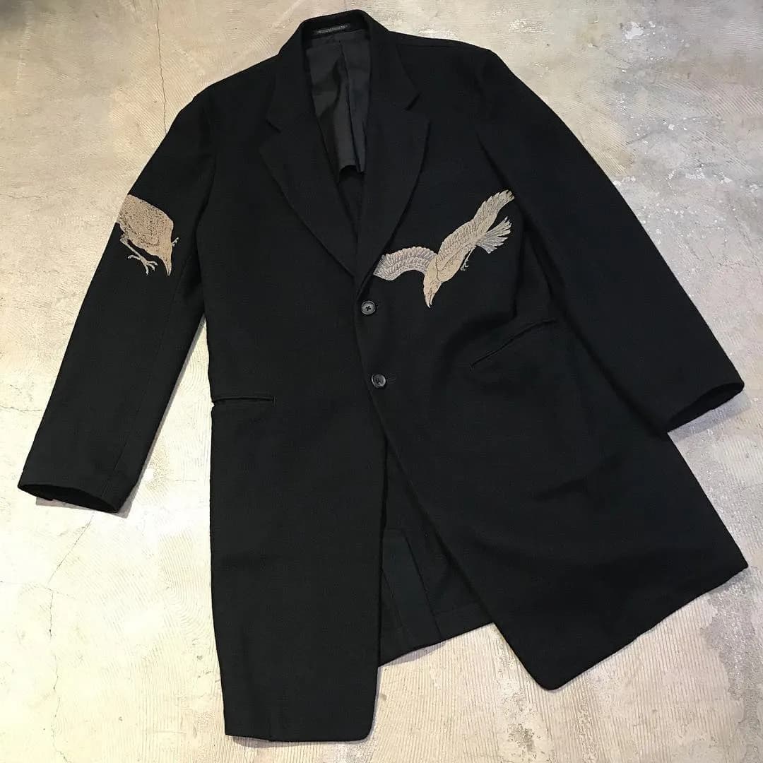 Yohji Yamamoto Yohji Yamamoto POUR HOMME 11AW LOOK27 アルフレッド・ヒッチコック『鳥』 カラス抜染ウールロングコート