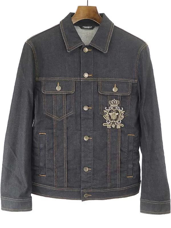 DOLCE&GABBANA ドルチェ&ガッバーナ クラウンビービジュー装飾デニムジャケット