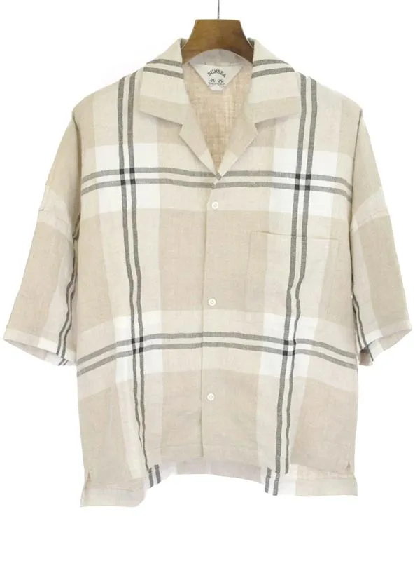 SUNSEA サンシー 21SS Linen Check Fried Shrimp Shirt リネンチェックシャツ
