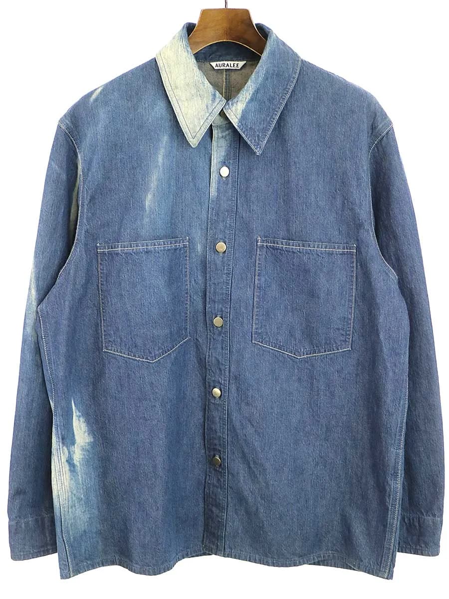 AURALEE オーラリー 21SS SUN FADE DENIM BLOUSON ブリーチ加工デニムシャツブルゾン
