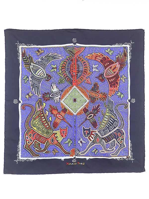 HERMES エルメス カレ40 LEGENDE KUNA PEUPLE DE PANAMA シルクスカーフ