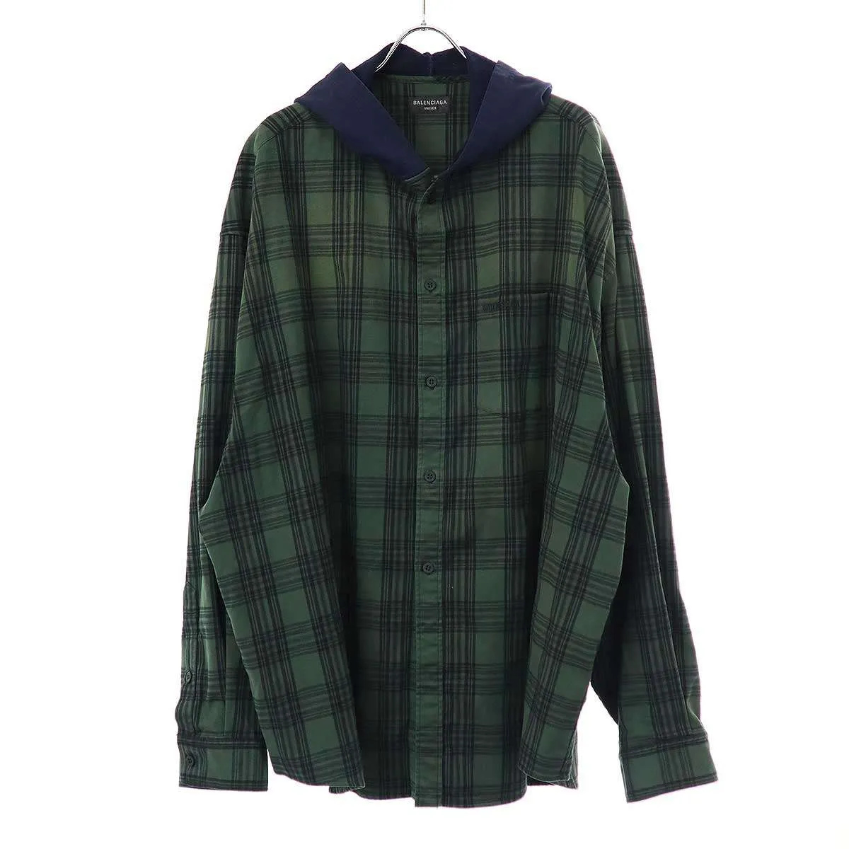 BALENCIAGA バレンシアガ 23SS Hooded Shirt Oversized フーデッドオーバーサイズチェックシャツ