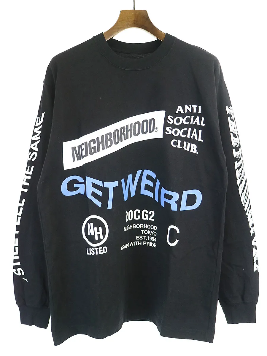 NEIGHBORHOOD ネイバーフッド×アンチソーシャルソーシャルクラブ 20AW ASSC-2/C-TEE.LS ダブルネームロゴプリントロングスリーブTシャツ