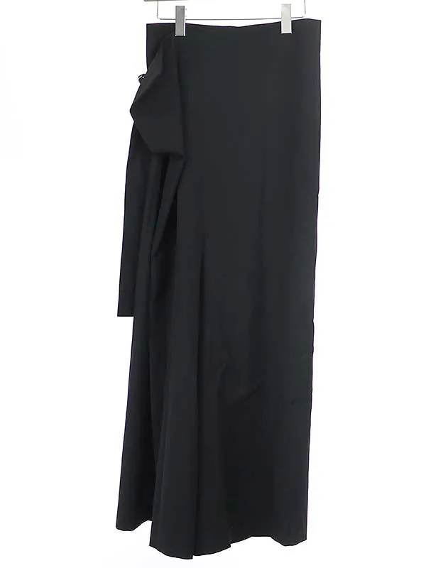 Y's ワイズ 22SS GABARDINE RIBBON PANTS ウールギャバジンラップパンツ ブラック
