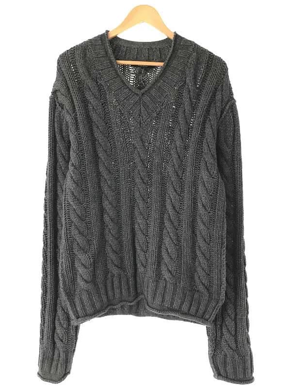DOLCE&GABBANA ドルチェ&ガッバーナ カシミヤ混ケーブル編みVネックニットセーター