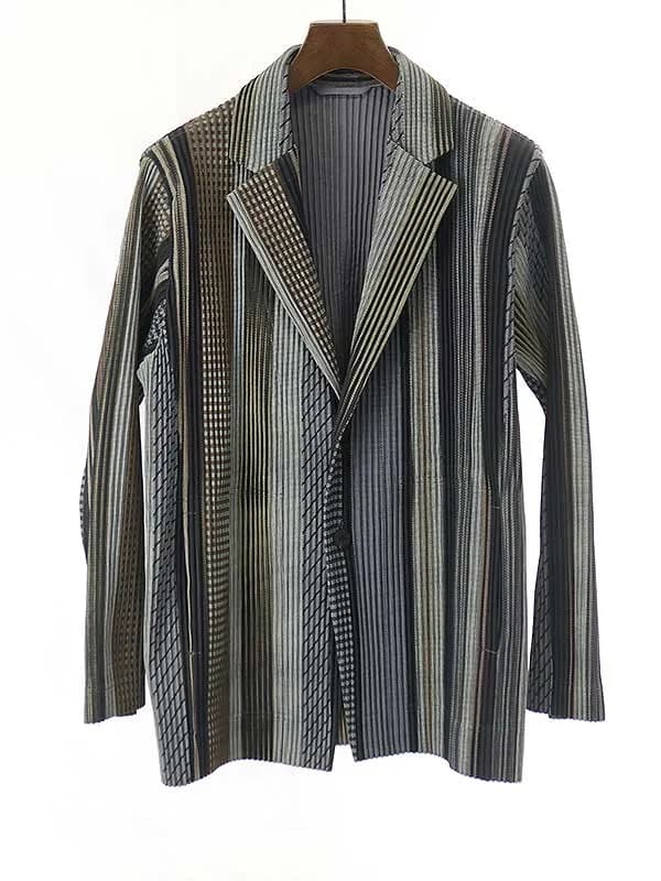 ISSEY MIYAKE オム プリッセ イッセイ ミヤケ 21AW WOVEN STRUCTURE マルチストライププリーツ2Bジャケット