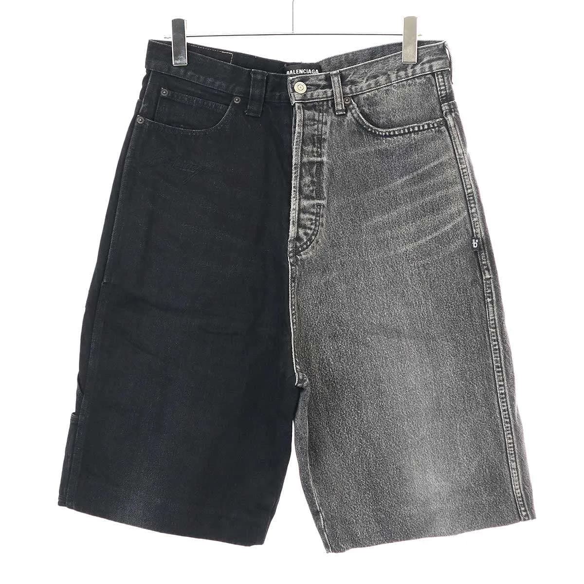 BALENCIAGA バレンシアガ 21AW Black&Grey Denim Shorts デニムショーツ 662892 TBP47