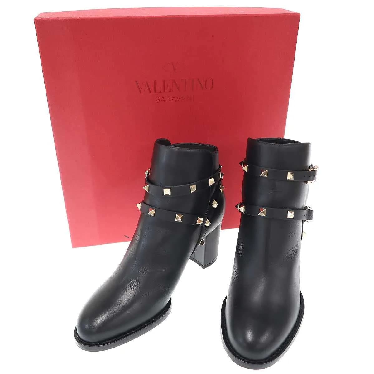 VALENTINO ヴァレンティノ ロックスタッズレザーアンクルブーツ