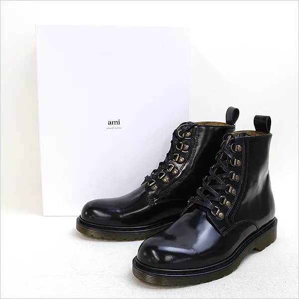 Ami Paris AMI alexandre mattiussi 16AW ランウェイ着レースアップレザーコンバットブーツ