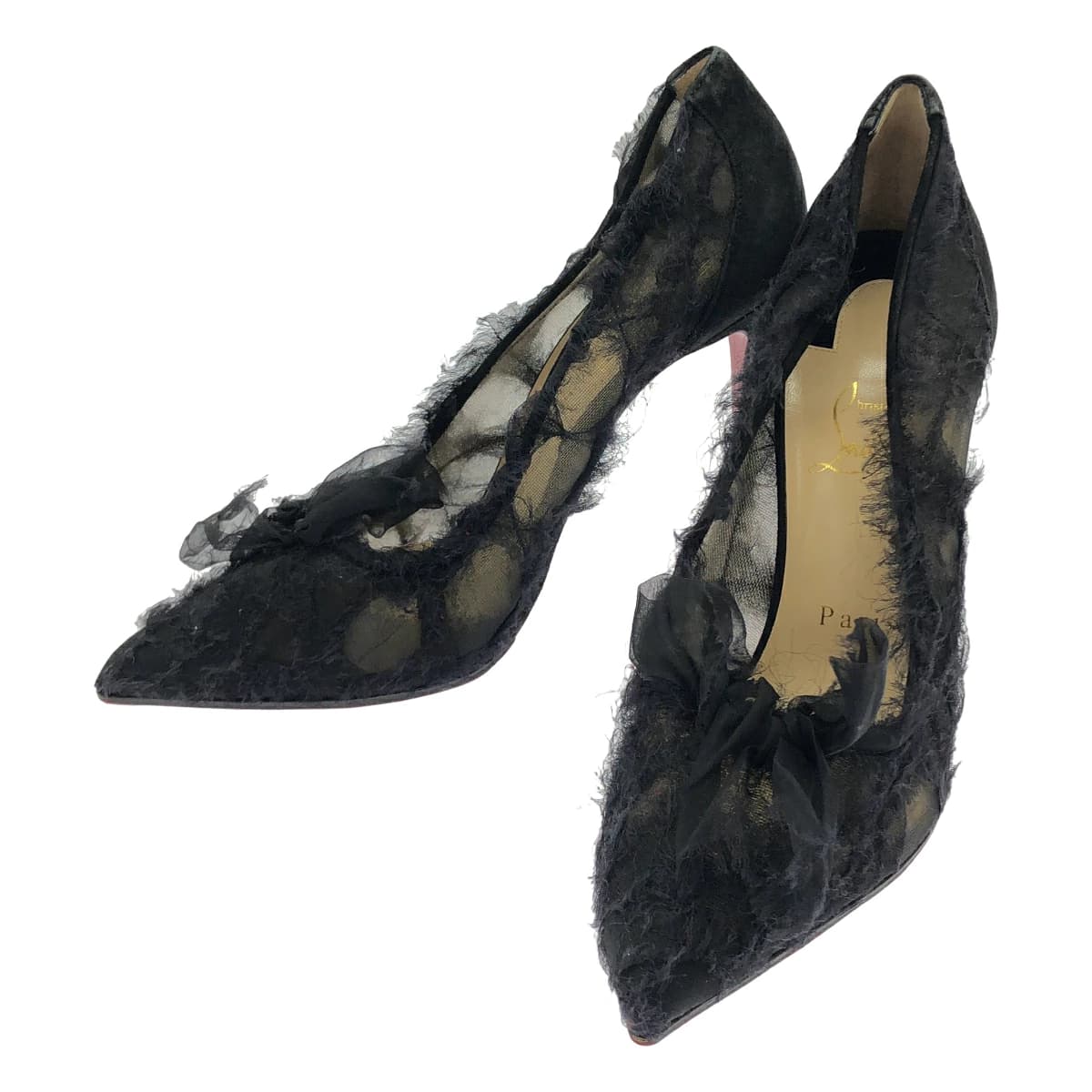 Christian Louboutin クリスチャンルブタン レースハイヒールパンプス