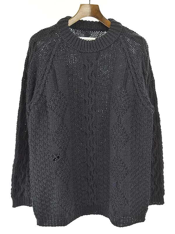 Maison Margiela メゾン マルタン マルジェラ10 21AW ダメージ加工ウールケーブルニットセーター