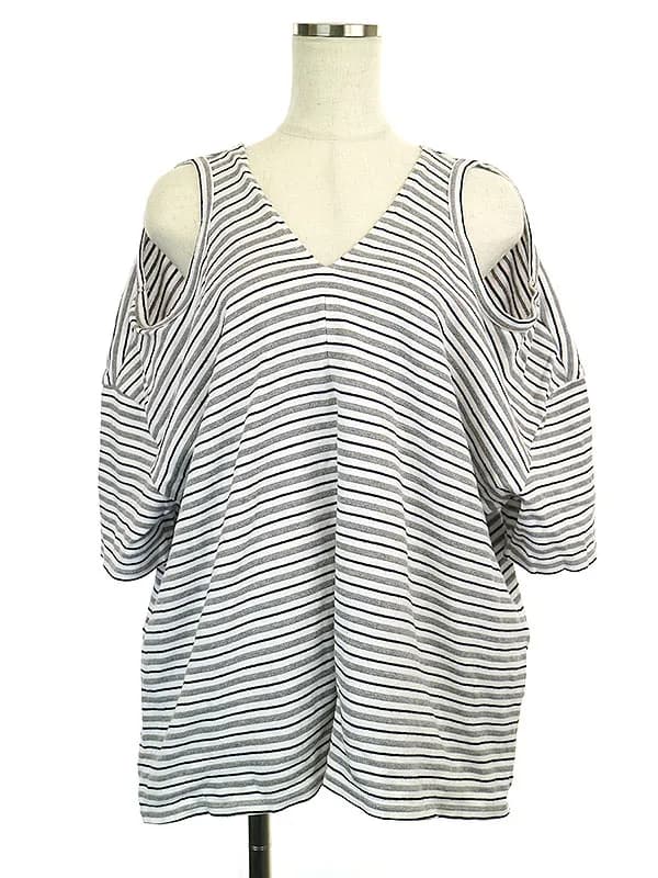ANREALAGE ANREALAGE アンリアレイジ ダブルネックボーダーTシャツ