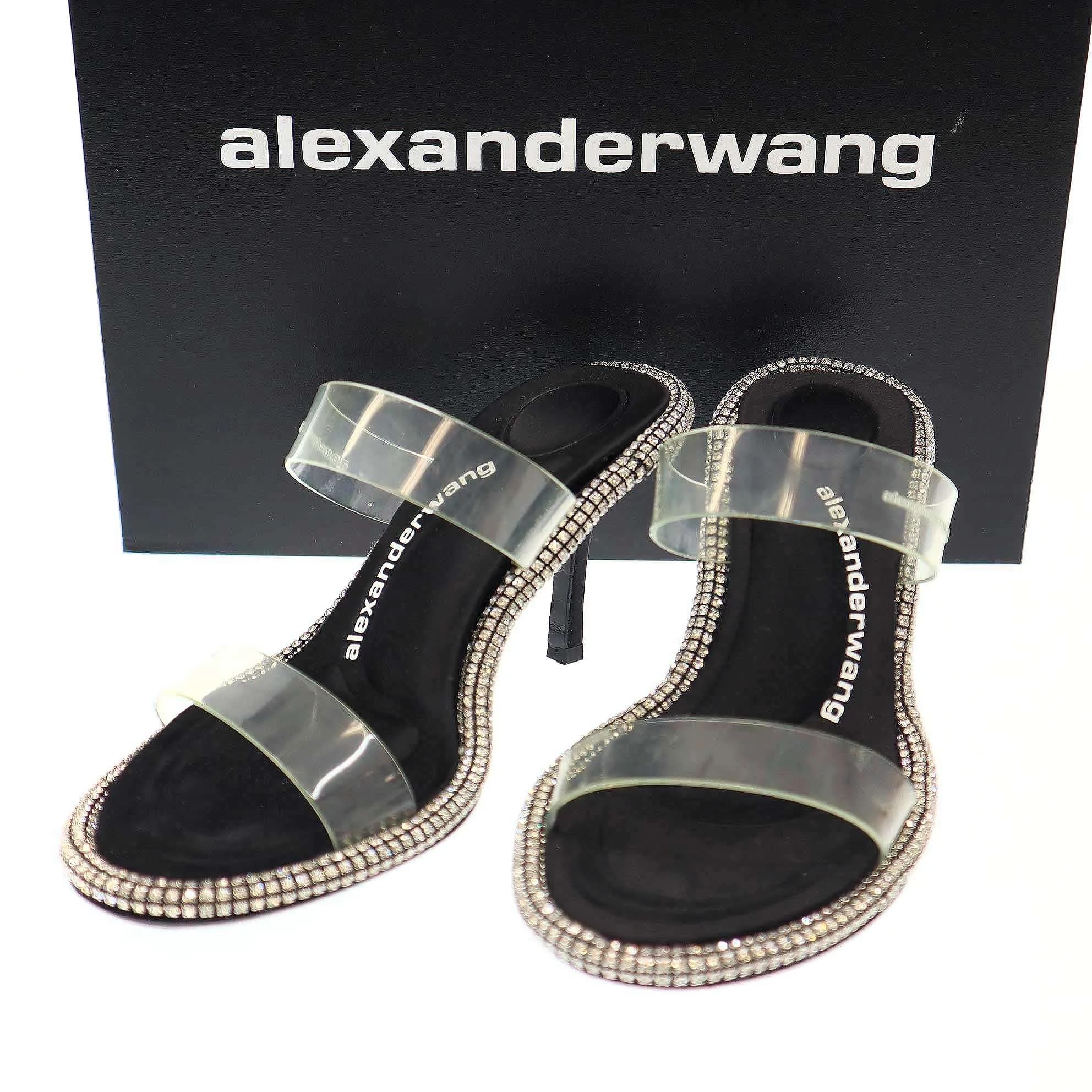ALEXANDER WANG アレキサンダーワン Kira 85 Slide Sandal クリアストラップビジューサンダル 30423S016