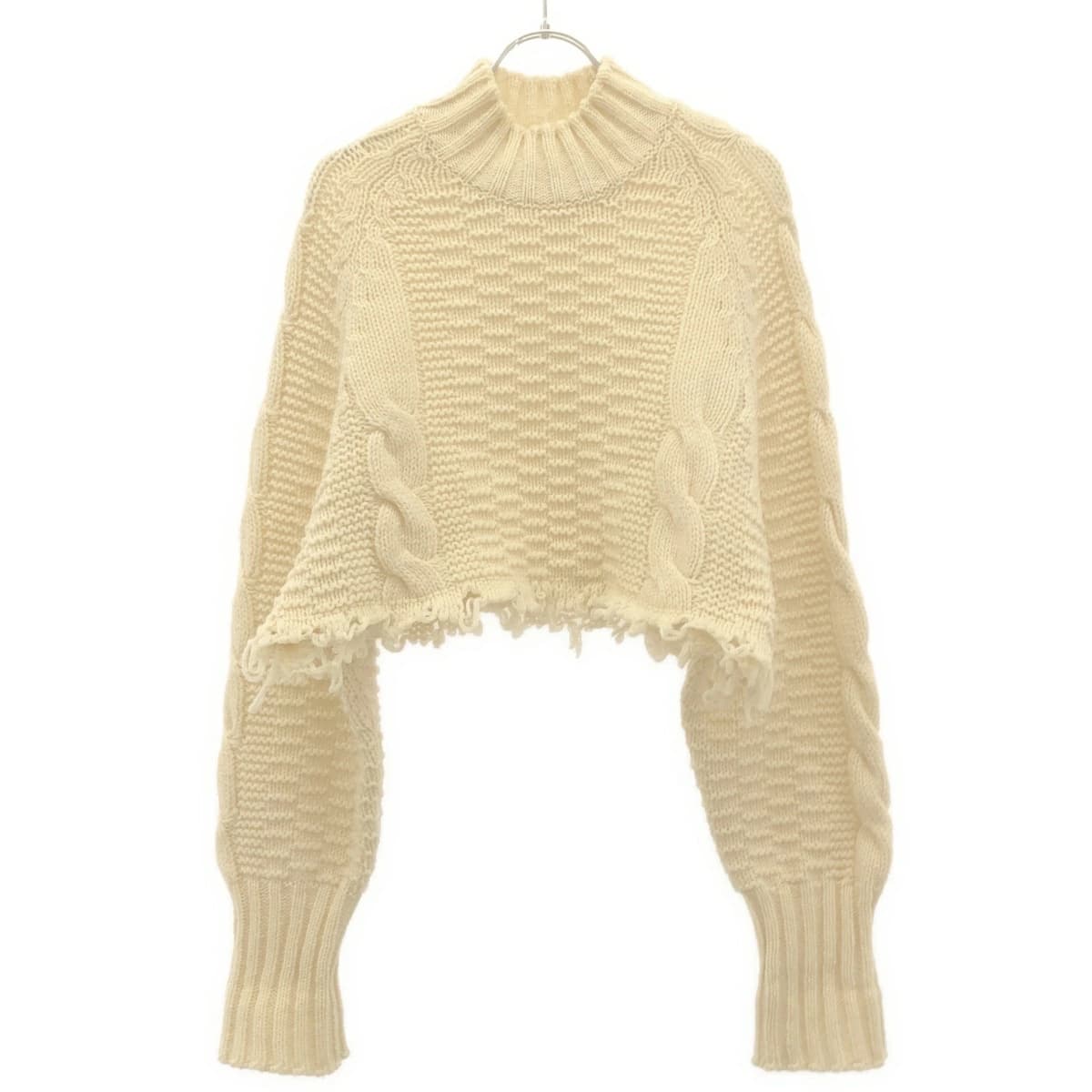 JIL SANDER ジルサンダープラス 20AW ケーブル編み モックネッククロップドニットセーター JPPR752514