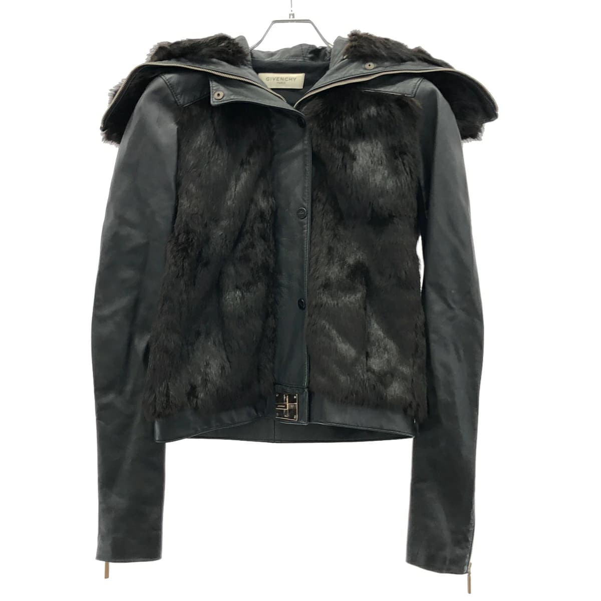 GIVENCHY ジバンシィ ハイネックフルジップ ファーレザーライダースジャケット