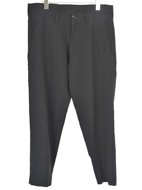 Yohji Yamamoto ヨウジヤマモト プールオム 18AW inseam gusset stretch twill Pants ウールダブルポケットテーパードパンツ