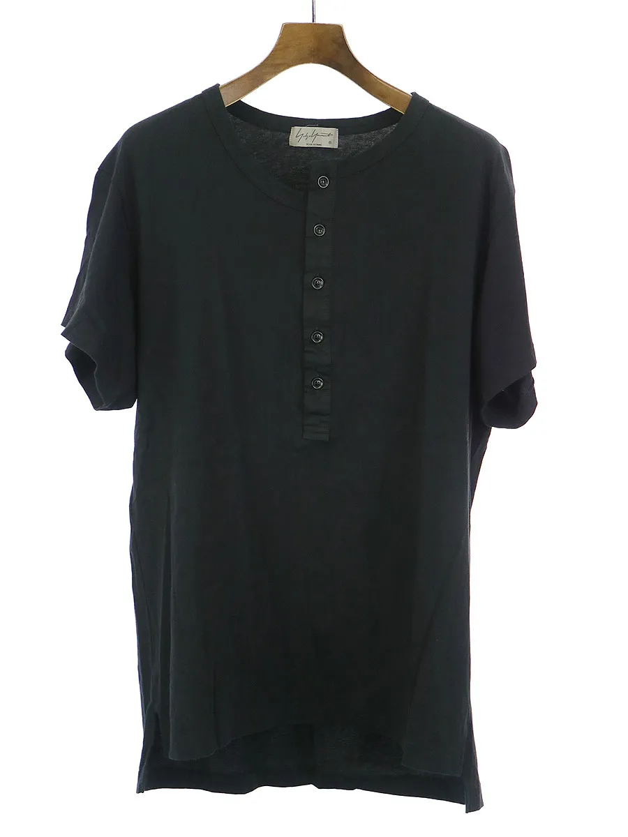 Yohji Yamamoto ヨウジヤマモトプールオム 19SS アシンメトリーヘンリーネックTシャツ