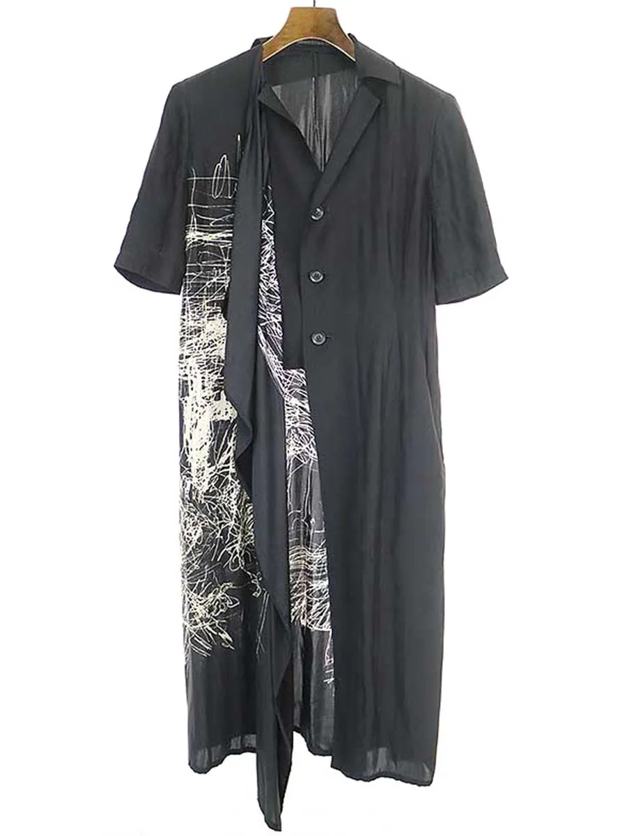 Yohji Yamamoto ヨウジヤマモト プリュスノアール 20SS アシンメトリードレープシルクシャツワンピース