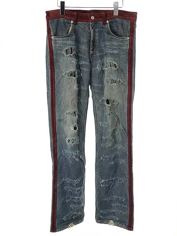 UNDERCOVER アンダーカバーイズム 2002AW 魔女期 ベロアダメージクラッシュデニムパンツ
