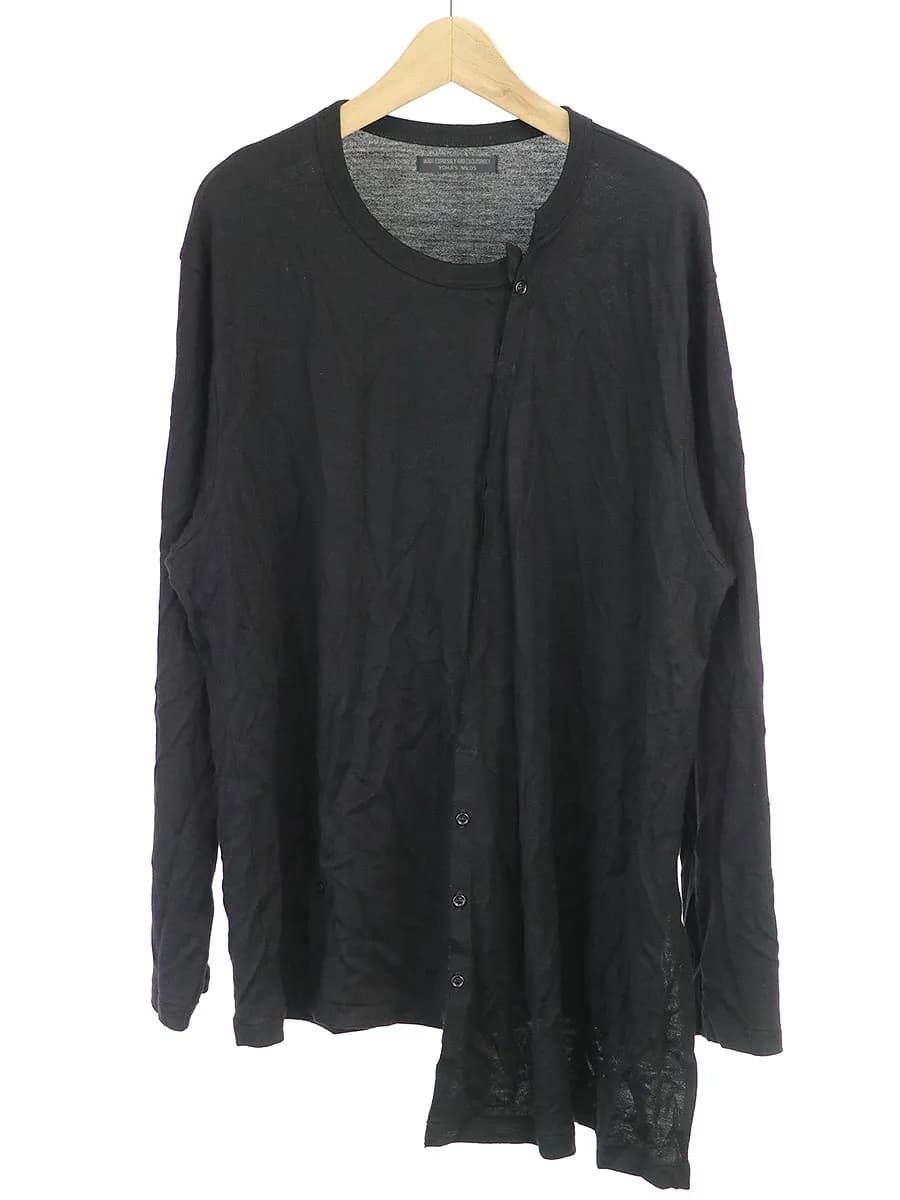 Yohji Yamamoto レギュレーション ヨウジヤマモト メン 18AW ウォッシャブルウール天竺 斜め接ぎカットソー